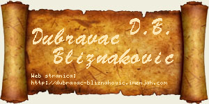Dubravac Bliznaković vizit kartica